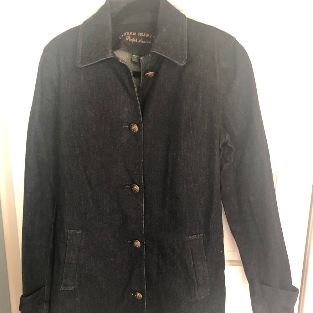 Denim 3/4 length Button Closure Coat